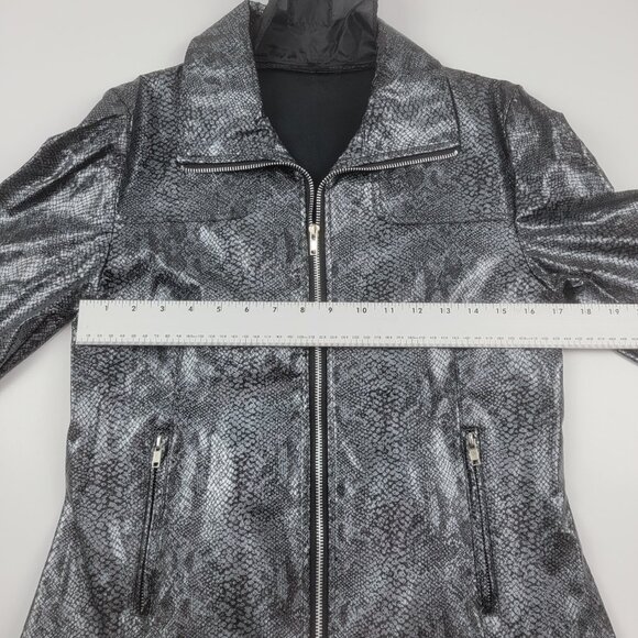 Vintage Y2K Club Kids Metallic Snake Print Moto Jacket & Skirt Set Silver Black - Picture 5 of 16